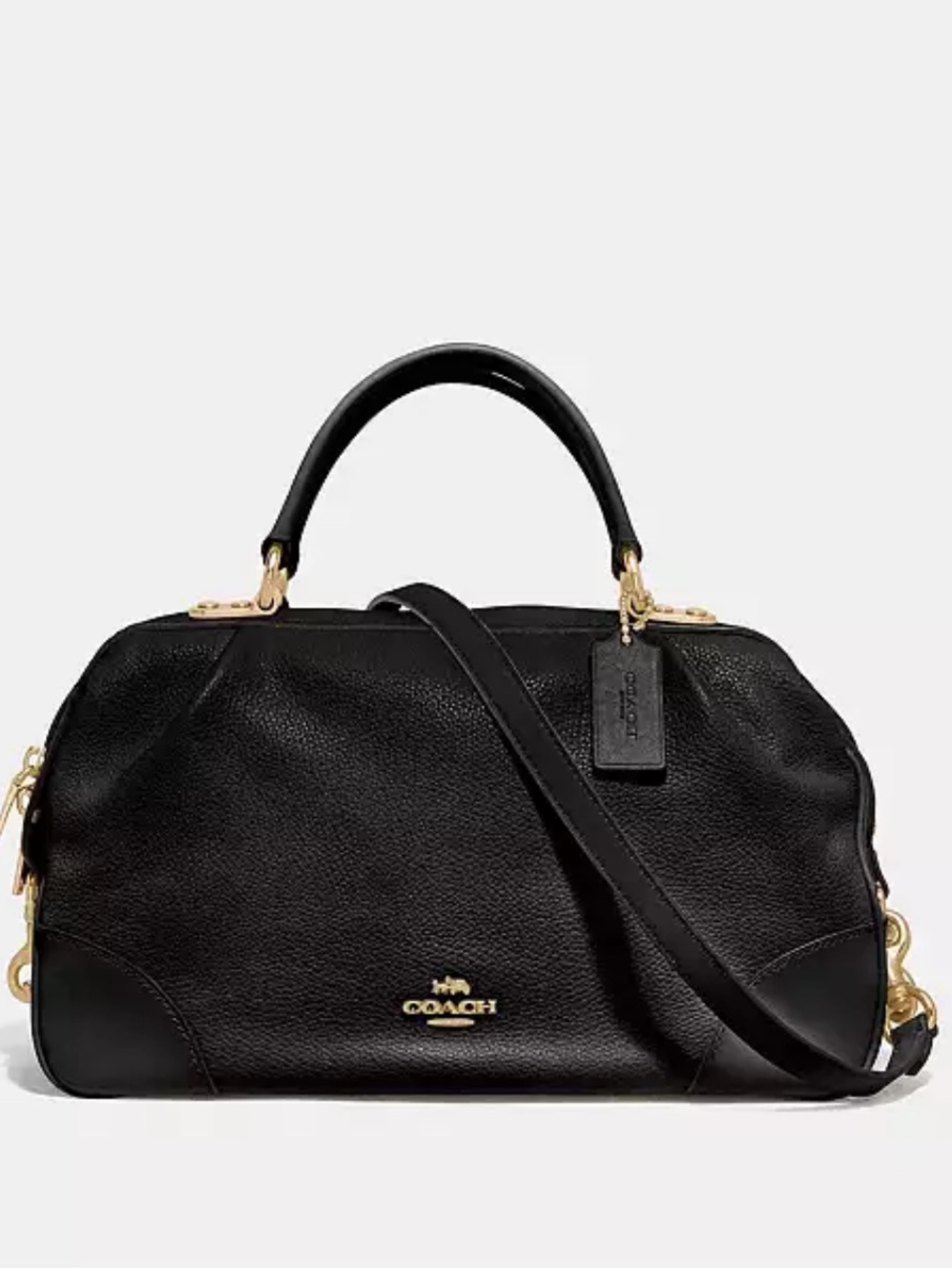 Coach Black Pebbled Leather Satchel with Gold Hardware